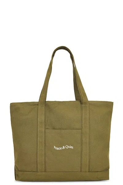 Museum Of Peace And Quiet Wordmark Boat Tote In Green