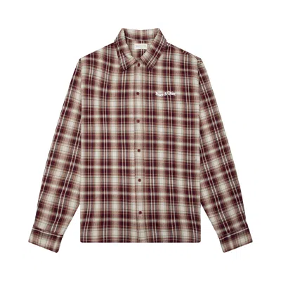 Pre-owned Museum Of Peace And Quiet Museum Of Peace & Quiet Wordmark Button Up 'burgundy' | Red | Men's Size L