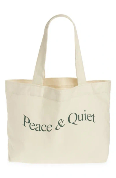 Museum Of Peace And Quiet Wordmark Canvas Tote In Burgundy