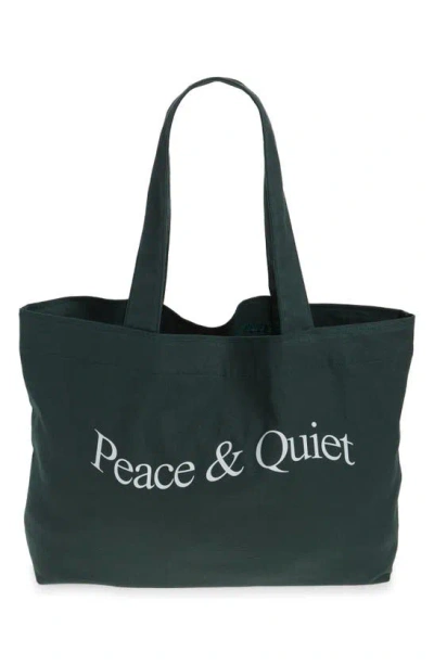 Museum Of Peace And Quiet Wordmark Canvas Tote In Forest