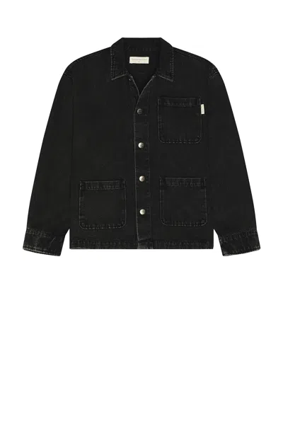 Museum Of Peace And Quiet Wordmark Chore Coat In Black Wash