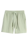 MUSEUM OF PEACE AND QUIET MUSEUM OF PEACE & QUIET WORDMARK COTTON MUSLIN DRAWSTRING SHORTS