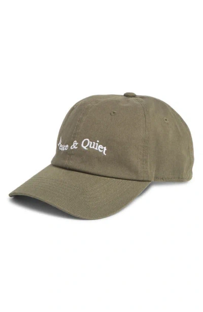 Museum Of Peace And Quiet Wordmark Dad Baseball Cap In Olive