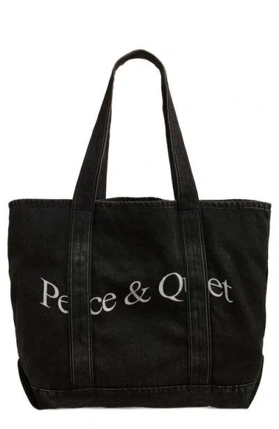 Museum Of Peace And Quiet Museum Of Peace & Quiet Wordmark Denim Boat Tote In Black Wash
