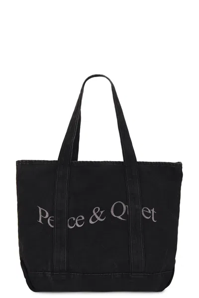 Museum Of Peace And Quiet Wordmark Denim Boat Tote In Black Wash