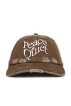 Museum Of Peace And Quiet Wordmark Distressed Dad Hat In Brown