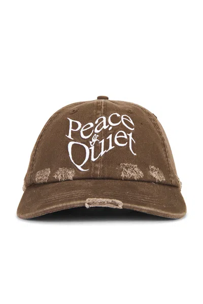 Museum Of Peace And Quiet Wordmark Distressed Dad Hat In Brown