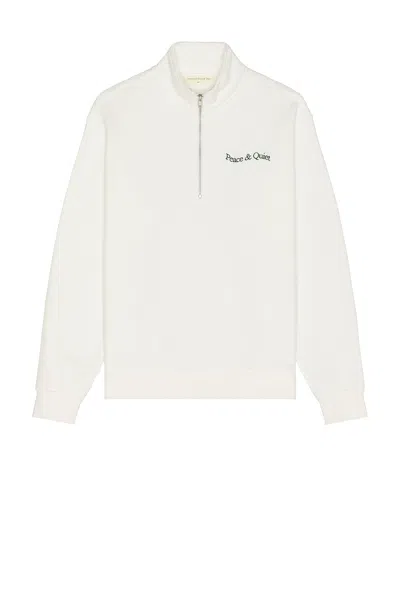 Museum Of Peace And Quiet Wordmark Quarter Zip Up Sweater In White