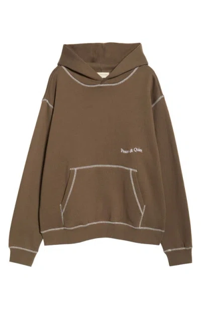 Museum Of Peace And Quiet Museum Of Peace & Quiet Wordmark Reverse Stitch Hoodie In Brown