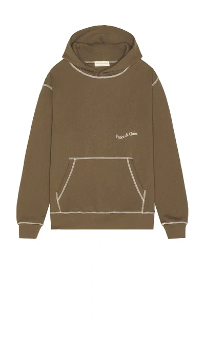 Museum Of Peace And Quiet Wordmark Reverse Stitched Hoodie In Brown