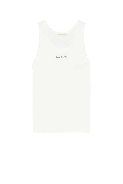 Museum Of Peace And Quiet Wordmark Ribbed Tank Top In White
