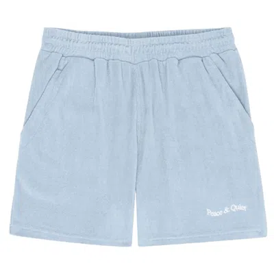 Pre-owned Museum Of Peace And Quiet Museum Of Peace & Quiet Wordmark Terry Cloth Short 'baby Blue' | Men's Size L