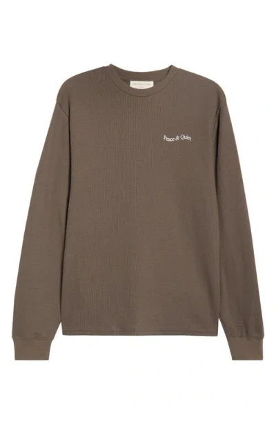 Museum Of Peace And Quiet Museum Of Peace & Quiet Wordmark Thermal Long Sleeve T-shirt In Brown