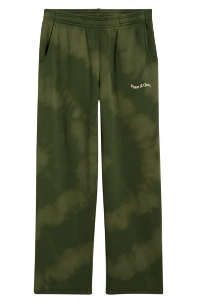 Museum Of Peace And Quiet Museum Of Peace & Quiet Wordmark Tie Dye Sweatpants In Green