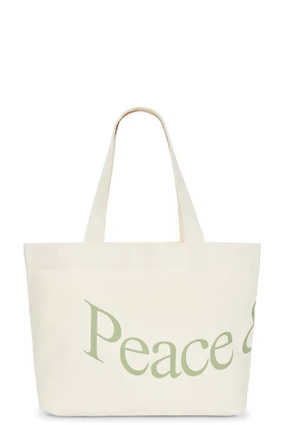 Museum Of Peace And Quiet Wordmark Tote Bag In Bone