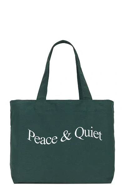 Museum Of Peace And Quiet Wordmark Tote Bag In Forest