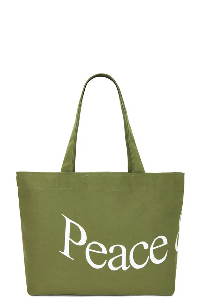 Museum Of Peace And Quiet Wordmark Tote Bag In Olive