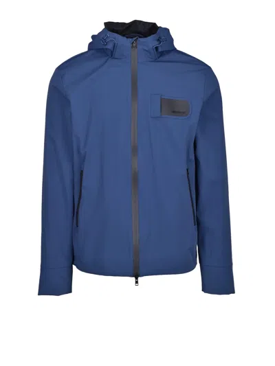 Museum Technical Waterproof Jacket With Zip Closure And Reflective Accents In Blue