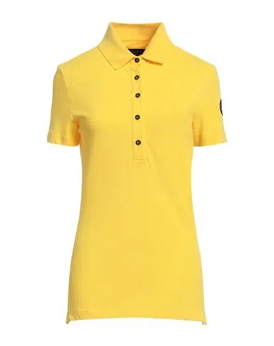 Museum Woman Polo Shirt Yellow Size S Cotton, Elastane