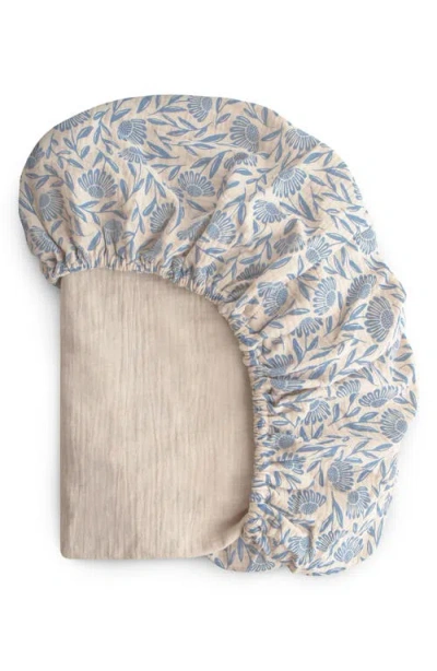 Mushie Extrasoft Cotton Muslin Crib Sheet In Blue