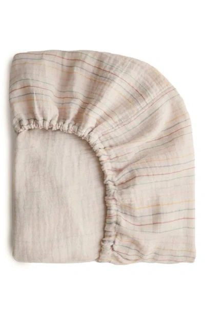 Mushie Extrasoft Cotton Muslin Crib Sheet In Pink