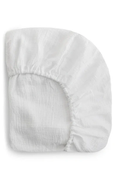 Mushie Extrasoft Cotton Muslin Crib Sheet In White