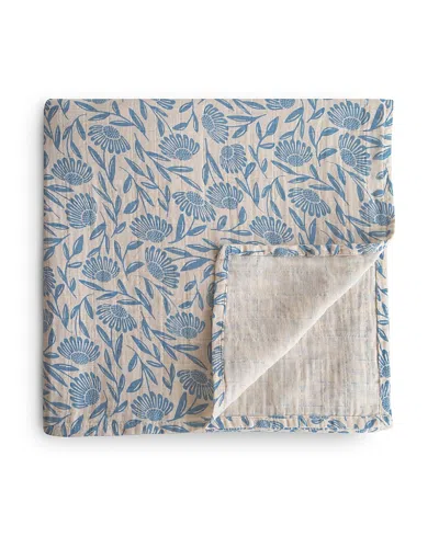 Mushie Muslin Swaddle Blanket - Baby In Blue