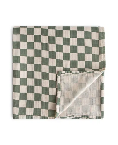 Mushie Muslin Swaddle Blanket - Baby In Green