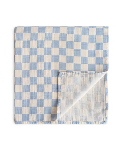 Mushie Muslin Swaddle Blanket - Baby In Blue