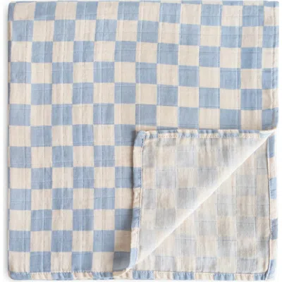 Mushie Muslin Swaddle Blanket In Blue