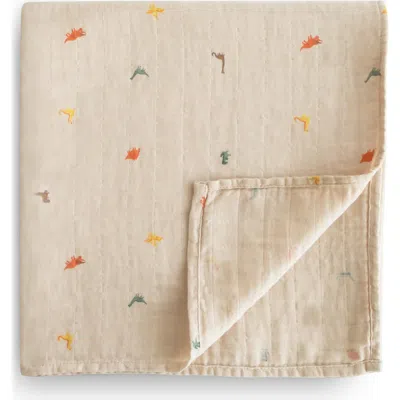 Mushie Muslin Swaddle Blanket In Brown