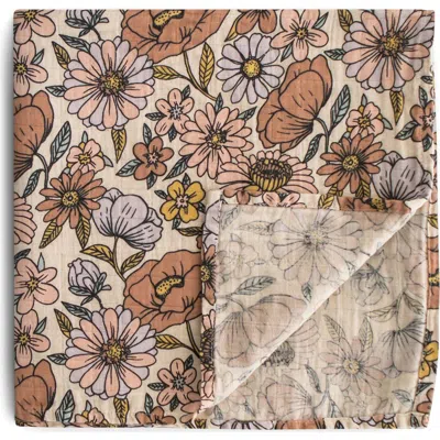 Mushie Muslin Swaddle Blanket In Brown