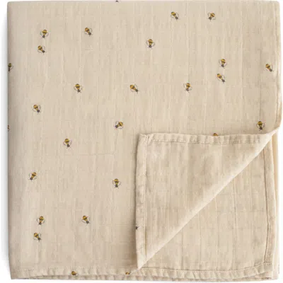Mushie Muslin Swaddle Blanket In Neutral