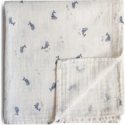 Mushie Muslin Swaddle Blanket In White