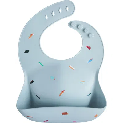 Mushie Kids'  Silicone Bib In Blue