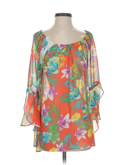 Pre-owned Mushka By Sienna Rose 3/4 Sleeve Blouse In Orange