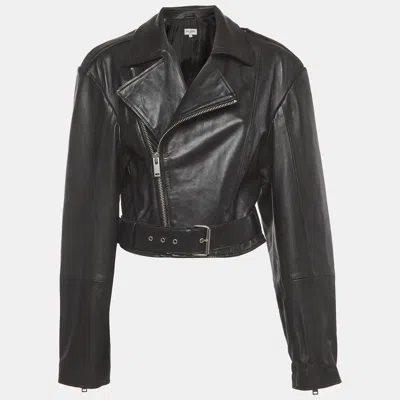 Pre-owned Musier Black Leather Long Sleeve Zip Up Jacket S