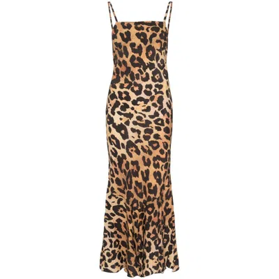 Musier Leopard-print Maxi Dress In Black/brown