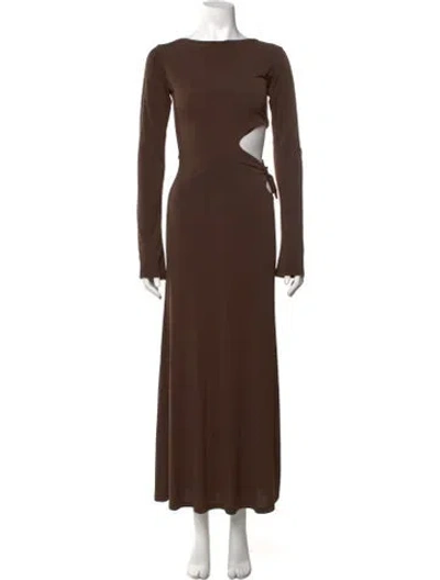 Pre-owned Musier Paris Bateau Neckline Long Dress In Brown