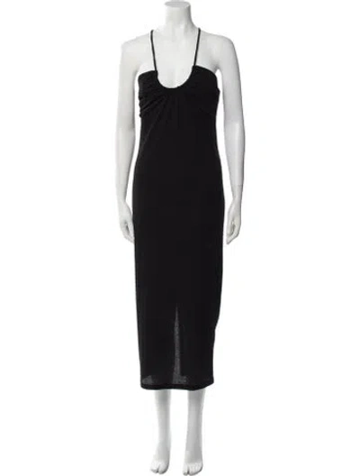 Pre-owned Musier Paris Halterneck Long Dress In Black