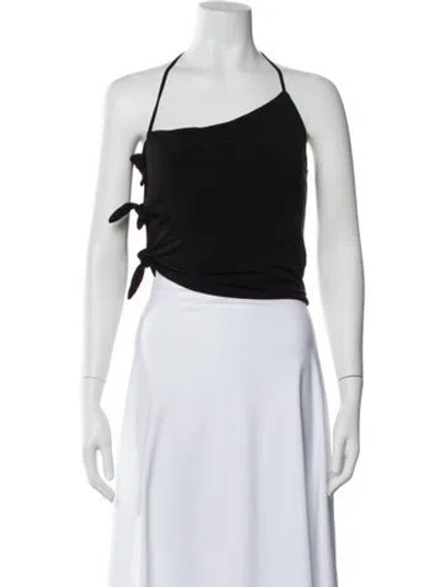 Pre-owned Musier Paris Halterneck Sleeveless Crop Top In Black
