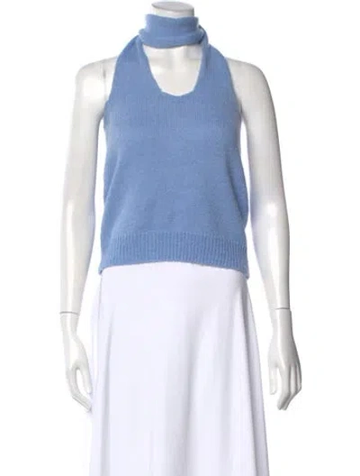 Pre-owned Musier Paris Halterneck Sleeveless Top In Blue