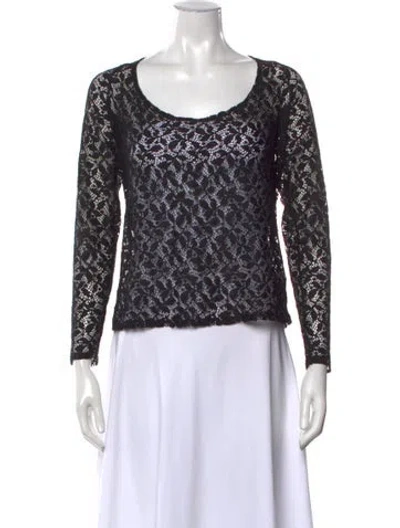 Pre-owned Musier Paris Lace Pattern Scoop Neck Top In Black