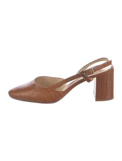 Pre-owned Musier Paris Leather Slingback Pumps In Brown