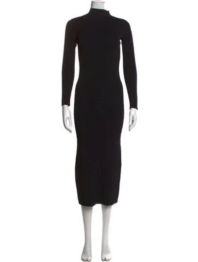 Pre-owned Musier Paris Mock Neck Midi Length Dress In Black