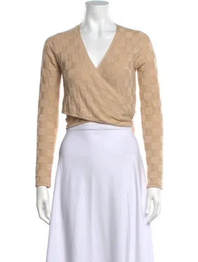 Pre-owned Musier Paris Patterned V-neck Sweater In Neutrals