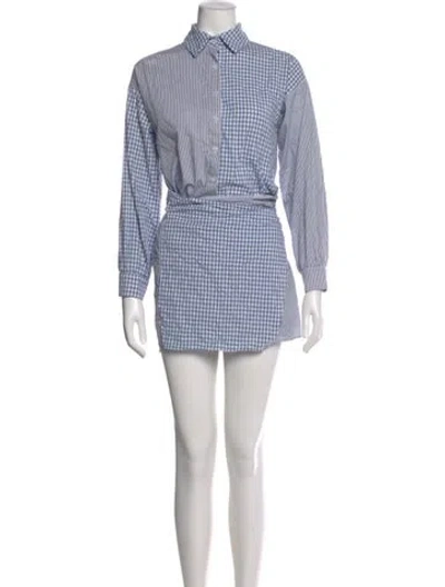 Pre-owned Musier Paris Plaid Print Mini Dress In Blue