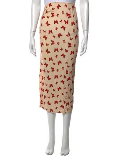 Pre-owned Musier Paris Printed Midi Length Skirt In Red