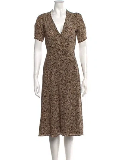 Pre-owned Musier Paris Silk Midi Length Dress In Neutrals