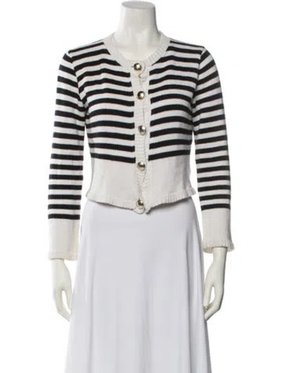 Pre-owned Musier Paris Striped Crew Neck Sweater In White